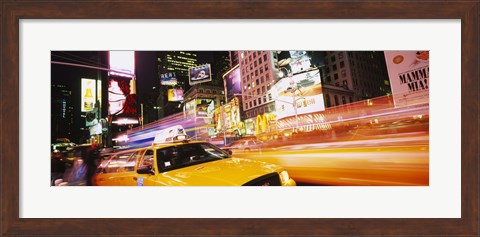 Framed Yellow taxi on the road, Times Square, Manhattan, New York City, New York State, USA Print