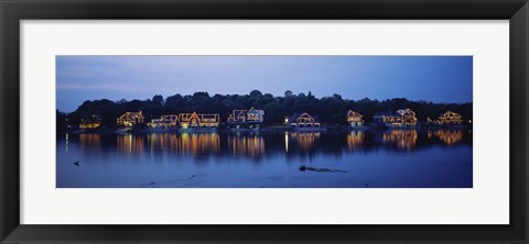 Framed Boathouse Row lit up at dusk, Philadelphia, Pennsylvania Print