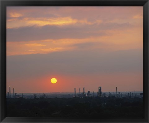 Framed Sunset over a refinery, Philadelphia, Pennsylvania, USA Print