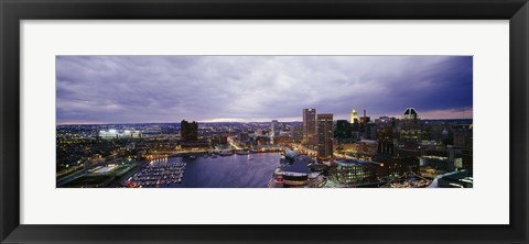 Framed Baltimore with Cloudy Sky at Dusk Print