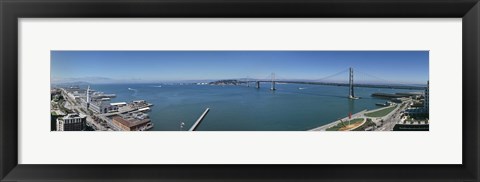 Framed Buildings at the waterfront, Golden Gate Bridge, San Francisco Bay, San Francisco, California, USA Print