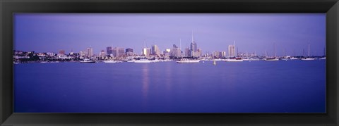 Framed San Diego Waterfront with Purple Sky Print