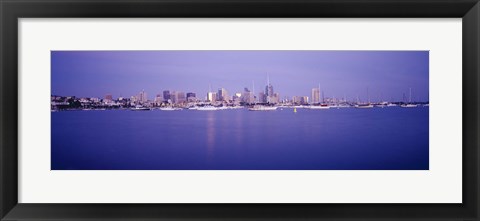 Framed San Diego Waterfront with Purple Sky Print