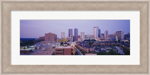 Framed Skyscrapers in a city at dusk, Fort Worth, Texas, USA Print