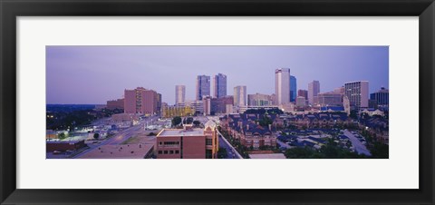 Framed Skyscrapers in a city at dusk, Fort Worth, Texas, USA Print