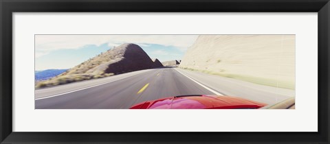 Framed Car on a road, outside Las Vegas, Nevada, USA Print