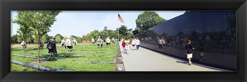 Framed People visiting the Korean War Memorial, Washington DC, USA Print