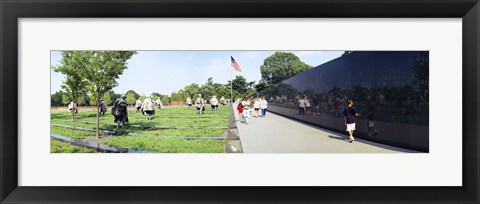 Framed People visiting the Korean War Memorial, Washington DC, USA Print