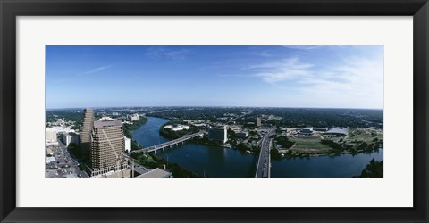 Framed High angle view of a river passing through a city, Austin, Texas, USA Print