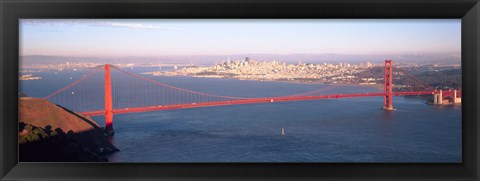 Framed High angle view of a suspension bridge across the sea, Golden Gate Bridge, San Francisco, Marin County, California, USA Print