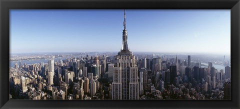 Framed Aerial view of a cityscape, Empire State Building, Manhattan, New York City, New York State, USA Print