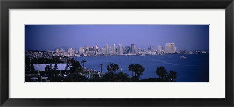 Framed San Diego skyline, California Print