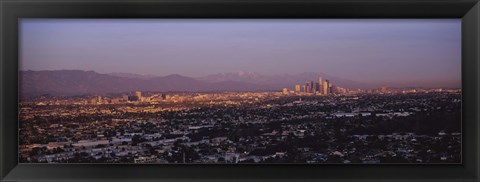 Framed Aerial view of Hollywood and San Gabriel Mountains Print