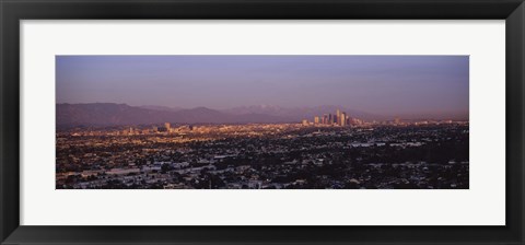 Framed Aerial view of Hollywood and San Gabriel Mountains Print