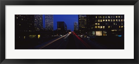 Framed Buildings lit up at night, Century City, Los Angeles, California, USA Print