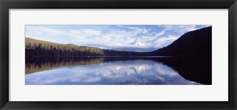 Framed Reflection of clouds in a lake, Mt Hood viewed from Lost Lake, Mt. Hood National Forest, Hood River County, Oregon, USA Print