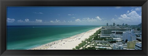 Framed City at the beachfront, South Beach, Miami Beach, Florida, USA Print