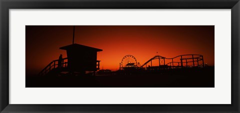 Framed Santa Monica Pier, Santa Monica Beach, Santa Monica, California, USA Print