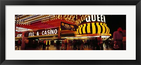 Framed Casino lit up at night, Four Queens, Fremont Street, Las Vegas, Clark County, Nevada, USA Print