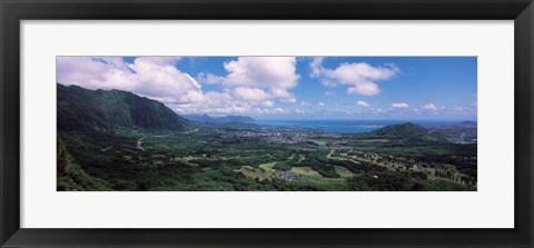 Framed High angle view of a landscape, Kaneohe, Oahu, Hawaii Print