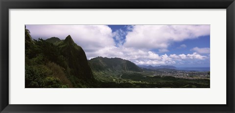 Framed Clouds over a mountain, Kaneohe, Oahu, Hawaii, USA Print