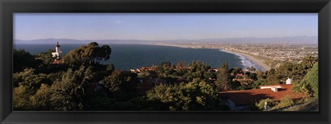 Framed Aerial view of a coastline, Los Angeles Basin, City of Los Angeles, Los Angeles County, California, USA Print