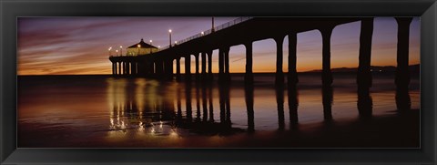 Framed Low angle view of Manhattan Beach Pier, Los Angeles County Print