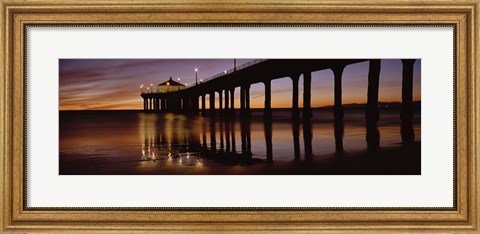 Framed Low angle view of Manhattan Beach Pier, Los Angeles County Print