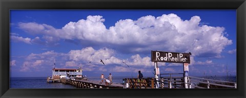 Framed Information board of a pier, Rod and Reel Pier, Tampa Bay, Gulf of Mexico, Anna Maria Island, Florida, USA Print