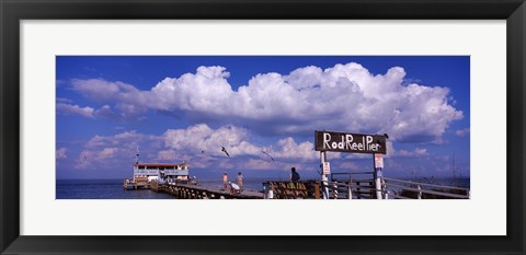 Framed Information board of a pier, Rod and Reel Pier, Tampa Bay, Gulf of Mexico, Anna Maria Island, Florida, USA Print