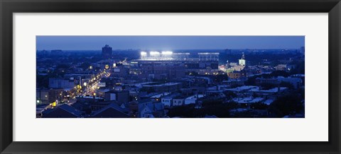 Framed Aerial view of a city, Wrigley Field, Chicago, Illinois, USA Print