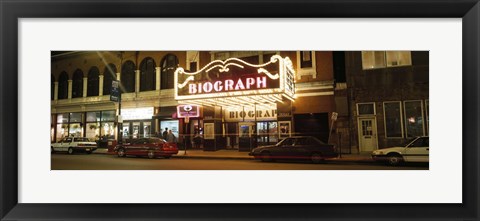 Framed Theater lit up at night, Biograph Theater, Lincoln Avenue, Chicago, Illinois, USA Print