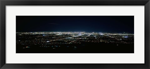 Framed Aerial view of a city lit up at night, Phoenix, Maricopa County, Arizona, USA Print