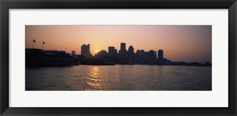 Framed Buildings at the waterfront, Boston Harbor, Boston, Suffolk County, Massachusetts, USA Print