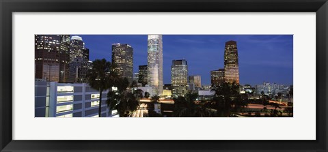 Framed Skyscrapers at night in the City Of Los Angeles, Los Angeles County, California, USA Print