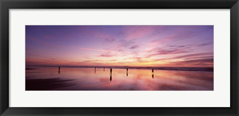 Framed Group of people watching the sunset, San Francisco, California, USA Print