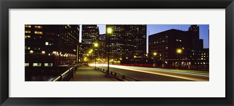 Framed Traffic on a bridge in a city, Northern Avenue Bridge, Boston, Suffolk County, Massachusetts, USA Print