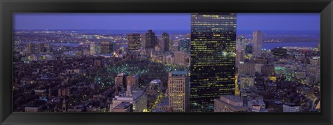 Framed Boston Lit Up at Night Print