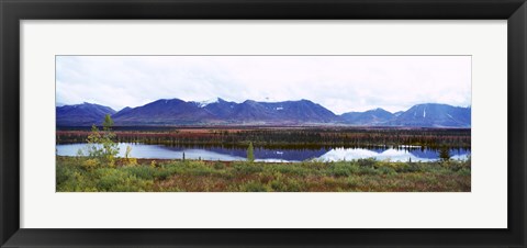 Framed Lake with a mountain range in the background, Mt McKinley, Denali National Park, Anchorage, Alaska, USA Print