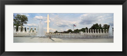 Framed Fountains at a memorial, National World War II Memorial, Washington Monument, Washington DC, USA Print