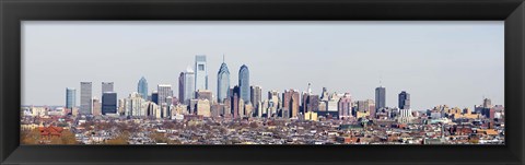 Framed Buildings in a city, Comcast Center, City Hall, William Penn Statue, Philadelphia, Philadelphia County, Pennsylvania, USA Print