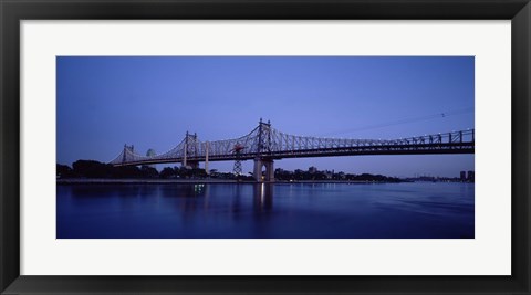 Framed Queensboro Bridge Over East River, Manhattan (blue sky) Print