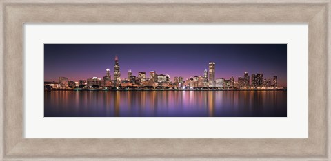 Framed Reflection of skyscrapers in a lake, Lake Michigan, Digital Composite, Chicago, Cook County, Illinois, USA Print