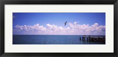 Framed Pier over the sea, Fort De Soto Park, Tampa Bay, Gulf of Mexico, St. Petersburg, Pinellas County, Florida, USA Print