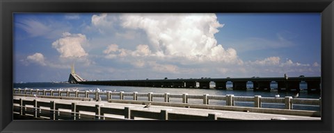 Framed Bridge across a bay, Sunshine Skyway Bridge, Tampa Bay, Gulf of Mexico, Florida, USA Print