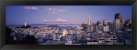 Framed High angle view of a cityscape from Nob Hill, San Francisco, California Print
