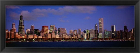 Framed Lake Michigan City Skyline at Dusk, Chicago, Illinois, USA Print