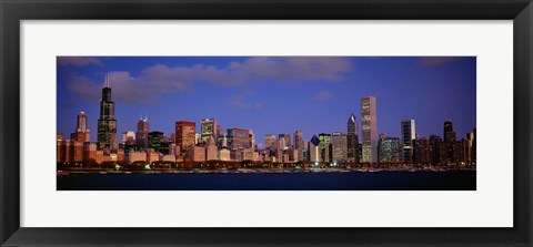 Framed Lake Michigan City Skyline at Dusk, Chicago, Illinois, USA Print