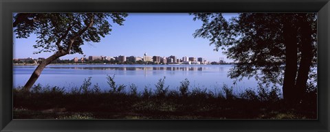 Framed Lake Monona and Madison, Wisconsin Through the Trees Print