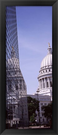 Framed Low angle view of a government building, Wisconsin State Capitol, Madison, Wisconsin, USA Print